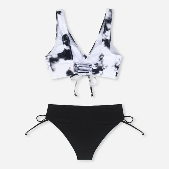 Cupshe Black and White Tie-Dye Bikini - Picture 6 of 7